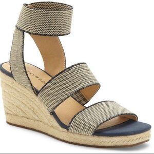 Lucky Brand Mindara Size 8 Woven Espadrille Wedge-Elastic Ankle Band-Jute-NWOT